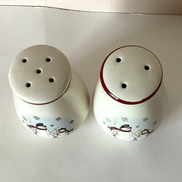 Vintage Christmas Salt and Pepper Shakers Snowmen Tableware Dinnerware - Picture 2 of 4